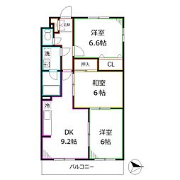 プライムアーバン武蔵小金井 3階3DKの間取り