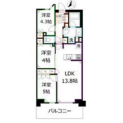 コンフォリア・リヴ八坂富士見 4階3LDKの間取り