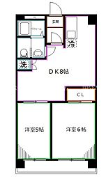 諫早第一ビル 3階2DKの間取り
