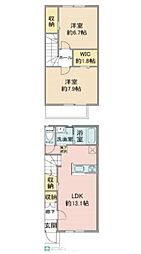 ハーブスラベンダー 2階2LDKの間取り
