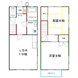 JR中央本線 東小金井駅 徒歩13分の賃貸アパート 2階2LDKの間取り