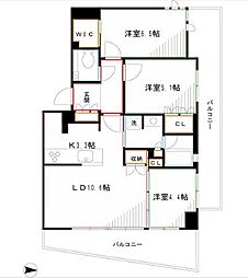 クリオ武蔵小金井フロントアベニュー 3階3LDKの間取り