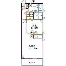 Garden Home Kobushi 2階1LDKの間取り