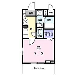 西武国分寺線 恋ヶ窪駅 徒歩8分の賃貸マンション 2階1Kの間取り
