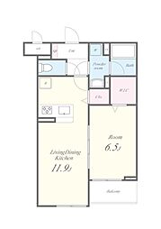 LUCIE TSI（ルシエティエスワン） 2階1LDKの間取り