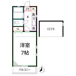 フローレンス一橋　2号館 2階1Kの間取り