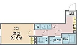 カインドネス東大和South 2階1Kの間取り