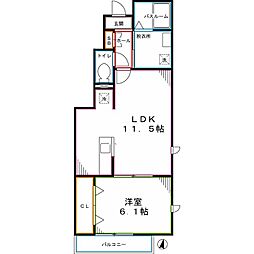 @木の香 1LDKの間取図画像