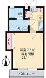 フローレンス一橋3 1Kの間取図画像
