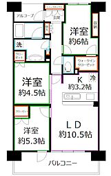 リビオ国分寺ステーションアベニュー 3LDKの間取図画像