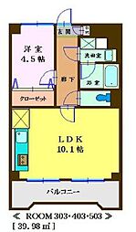 TBK第2高松ビル 1LDKの間取図画像