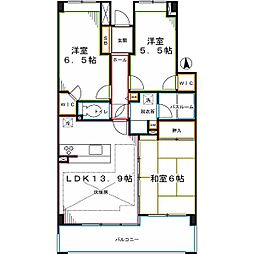 レクセルマンション小平ウエスト 3LDKの間取図画像