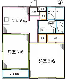 ハイムSTY2 2DKの間取図画像
