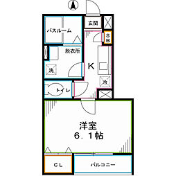 リブリ・Felice国立 1Kの間取図画像