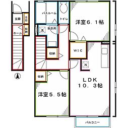 セジュールプレリー 2LDKの間取図画像