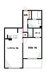 ベオーク 1LDKの間取図画像