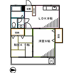 コーポみなと 2LDKの間取図画像