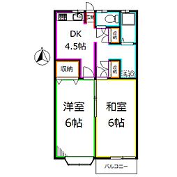 メゾン柊2 2DKの間取図画像