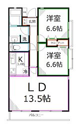 LANAIGRACEKUNITACHI 2LDKの間取図画像