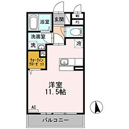 グランエスポワール 1Kの間取図画像