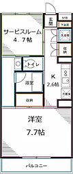 Kエリタージュ 1SKの間取図画像