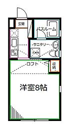 マイコート国立中2 1Kの間取図画像