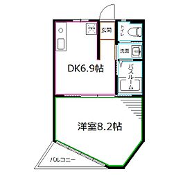 エルスタンザ武蔵小金井 1DKの間取図画像