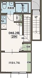 Agrande Nishi-Kokubunji(エイグラン西 1DKの間取図画像