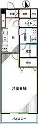 オーチャードヒル 1Kの間取図画像
