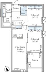 サクラガーデン武蔵小金井 2LDKの間取図画像