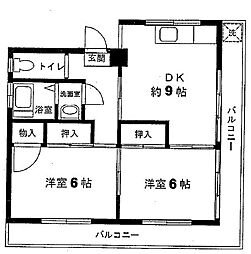 小川ビル 2DKの間取図画像