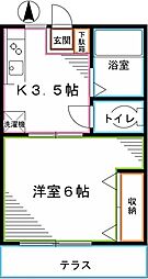 ポニート東小金井 1Kの間取図画像