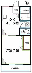 ヴァンヴェール元町 1DKの間取図画像