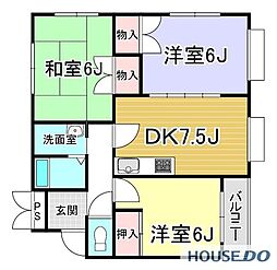 グリーンフィールドノウスウイング 3DKの間取図画像