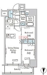 パークアクシス錦糸公園 3階2LDKの間取り