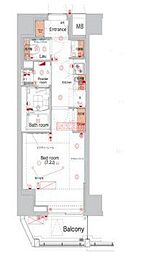 ハーモニーレジデンス亀戸EAST TOKYO 5階1Kの間取り