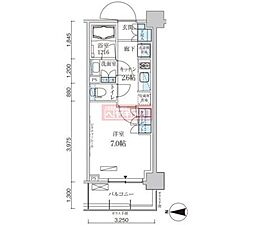 パークアクシス菊川ステーションゲート 9階1Kの間取り