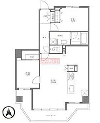 プロスペクト清澄庭園 8階2LDKの間取り