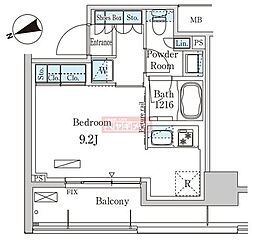 パークアクシス本所吾妻橋 2階ワンルームの間取り
