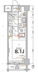 XEBEC亀戸 5階1Kの間取り