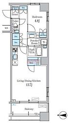 パークキューブ亀戸 1LDKの間取図画像