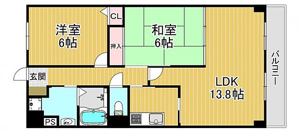 シティーコート塚本 ｜大阪府大阪市西淀川区柏里2丁目(賃貸マンション2LDK・3階・57.00㎡)の写真 その2