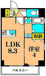 カーナ大井町 3階1LDKの間取り