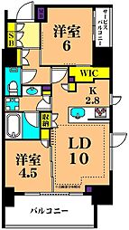 ディームス大井町 5階2LDKの間取り