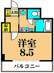 リバーフロント南大井 4階1Kの間取り