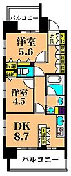 グレイスコート大森海岸 2DKの間取図画像