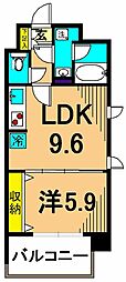 ケンジントンマンション大森ウエスト 1LDKの間取図画像