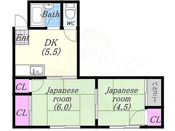 吉川マンション ｜大阪府大阪市港区波除３丁目(賃貸マンション2DK・3階・35.00㎡)の写真 その2