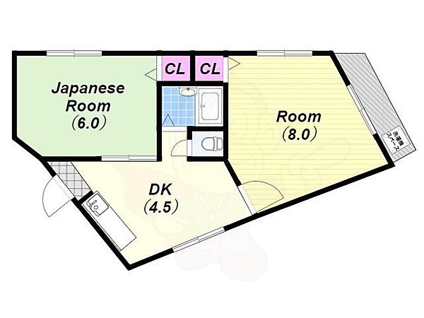 ボンジュール南市岡 ｜大阪府大阪市港区南市岡３丁目(賃貸マンション2DK・5階・38.00㎡)の写真 その2