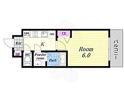 グランカリテ大正ドマーニ 7階1Kの間取り